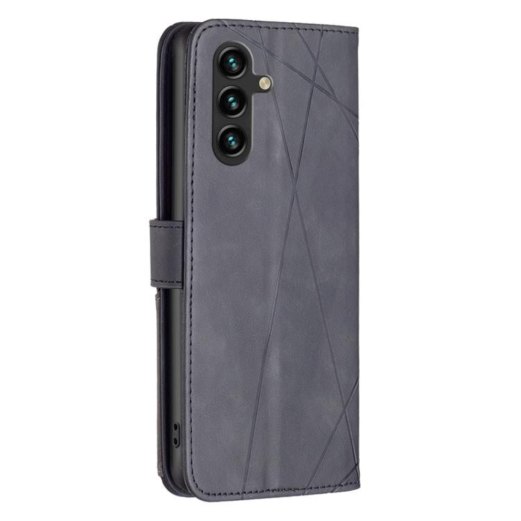 For Samsung Galaxy S25 FE 5G Magnetic Buckle Rhombus Texture Leather Phone Case