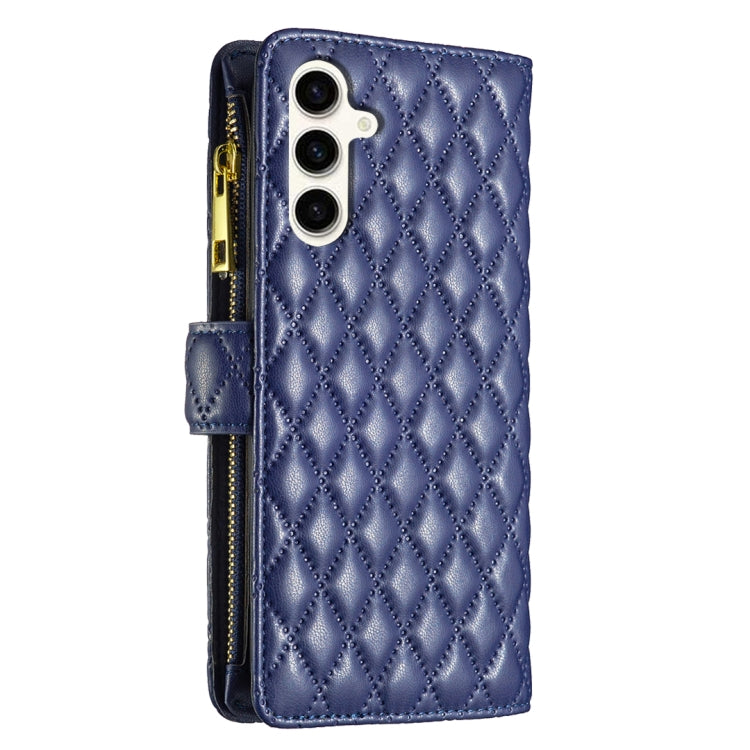 For Samsung Galaxy S24 FE 5G Diamond Lattice Zipper Wallet Leather Flip Phone Case