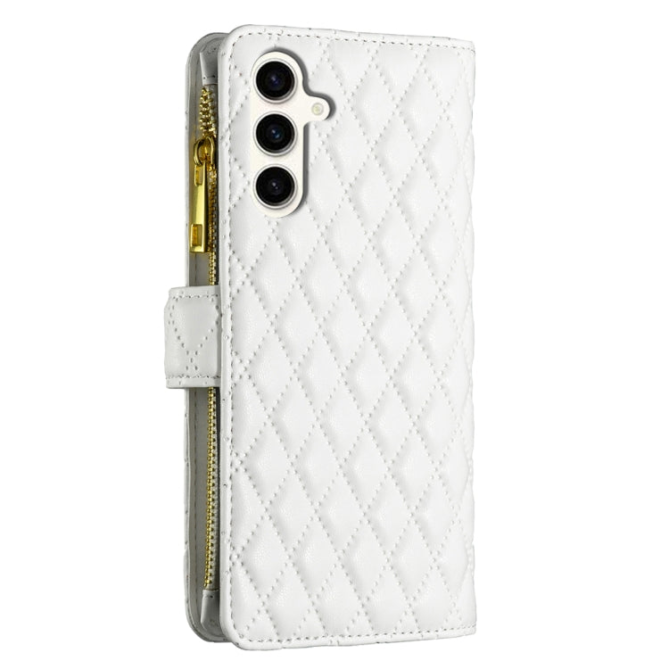 For Samsung Galaxy S24 FE 5G Diamond Lattice Zipper Wallet Leather Flip Phone Case