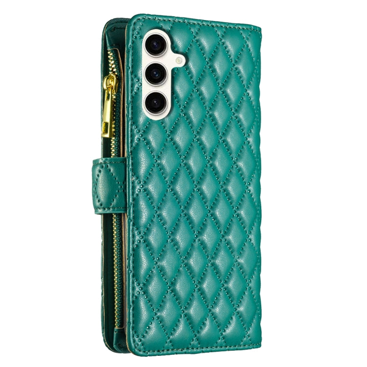 For Samsung Galaxy S24 FE 5G Diamond Lattice Zipper Wallet Leather Flip Phone Case