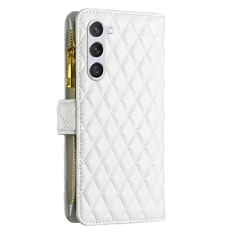 For Samsung Galaxy S25 5G Diamond Lattice Zipper Wallet Leather Flip Phone Case