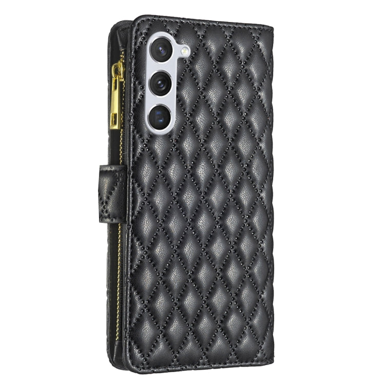 For Samsung Galaxy S25 5G Diamond Lattice Zipper Wallet Leather Flip Phone Case