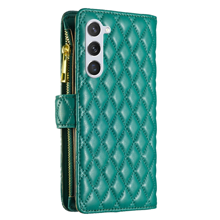 For Samsung Galaxy S25+ 5G Diamond Lattice Zipper Wallet Leather Flip Phone Case