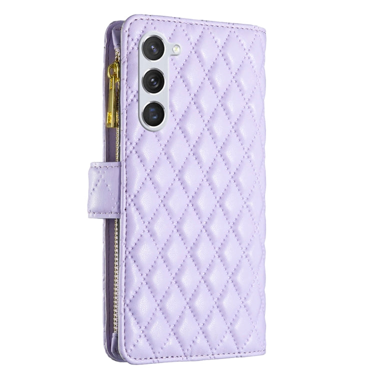 For Samsung Galaxy S25+ 5G Diamond Lattice Zipper Wallet Leather Flip Phone Case