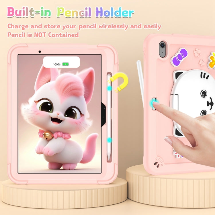 For iPad Air 11 2026 / 2025 / 2024 Cat Holder Silicone Hybrid PC Tablet Case with Strap