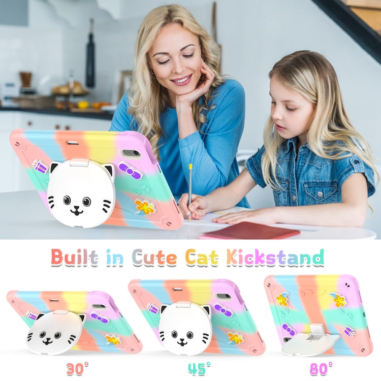 For iPad Air 11 2026 / 2025 / 2024 Cat Holder Silicone Hybrid PC Tablet Case with Strap