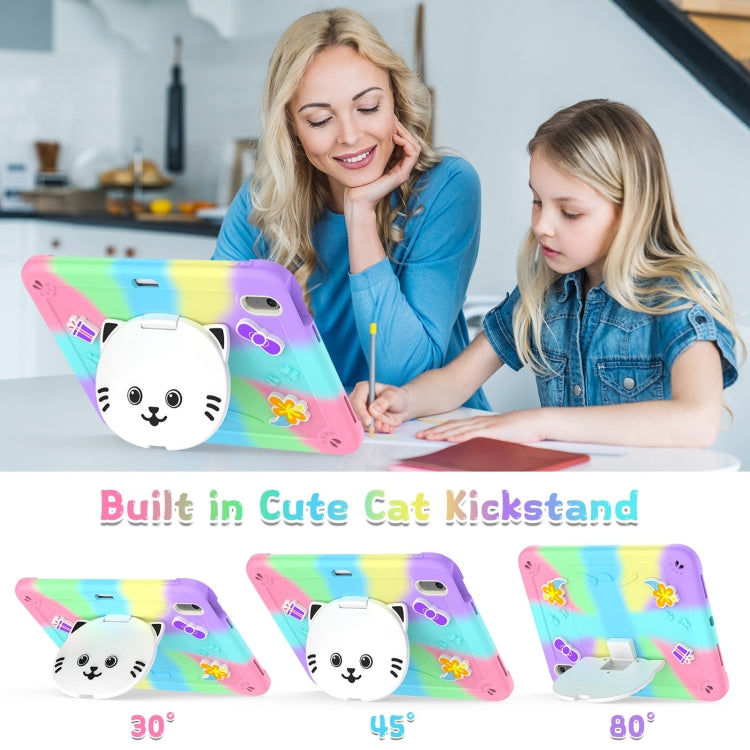 For iPad Air 11 2026 / 2025 / 2024 Cat Holder Silicone Hybrid PC Tablet Case with Strap