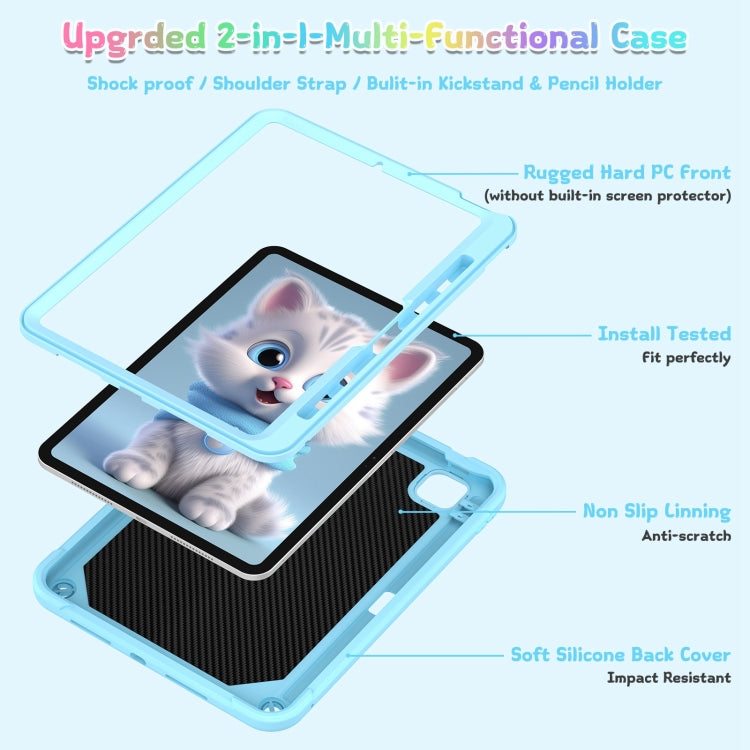 For iPad Pro 11 2025 / 2024 Cat Holder Silicone Hybrid PC Tablet Case with Strap