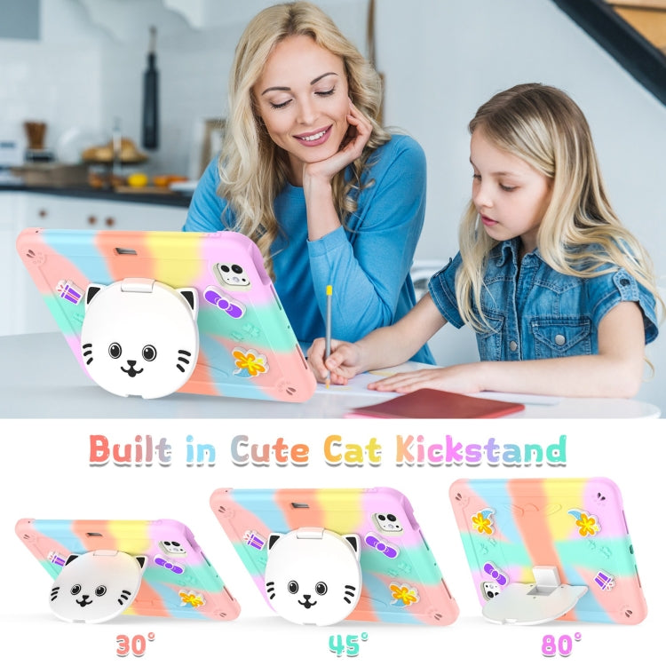 For iPad Pro 11 2025 / 2024 Cat Holder Silicone Hybrid PC Tablet Case with Strap