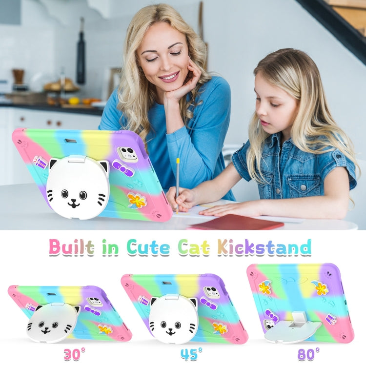 For iPad Pro 11 2025 / 2024 Cat Holder Silicone Hybrid PC Tablet Case with Strap