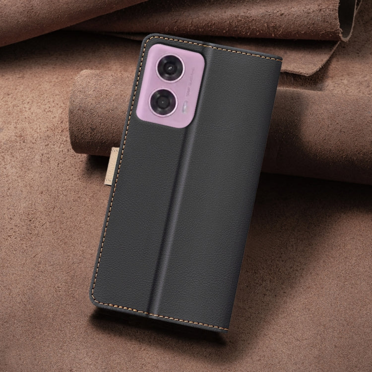 For Motorola Moto G04 / G24 / E14 Color Matching RFID Anti-theft Leather Phone Case