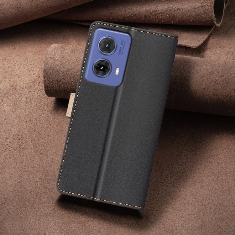 For Motorola Moto G85 Color Matching RFID Anti-theft Leather Phone Case