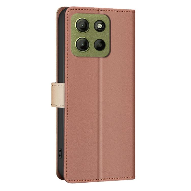 For Motorola Moto G15 Color Matching RFID Anti-theft Leather Phone Case
