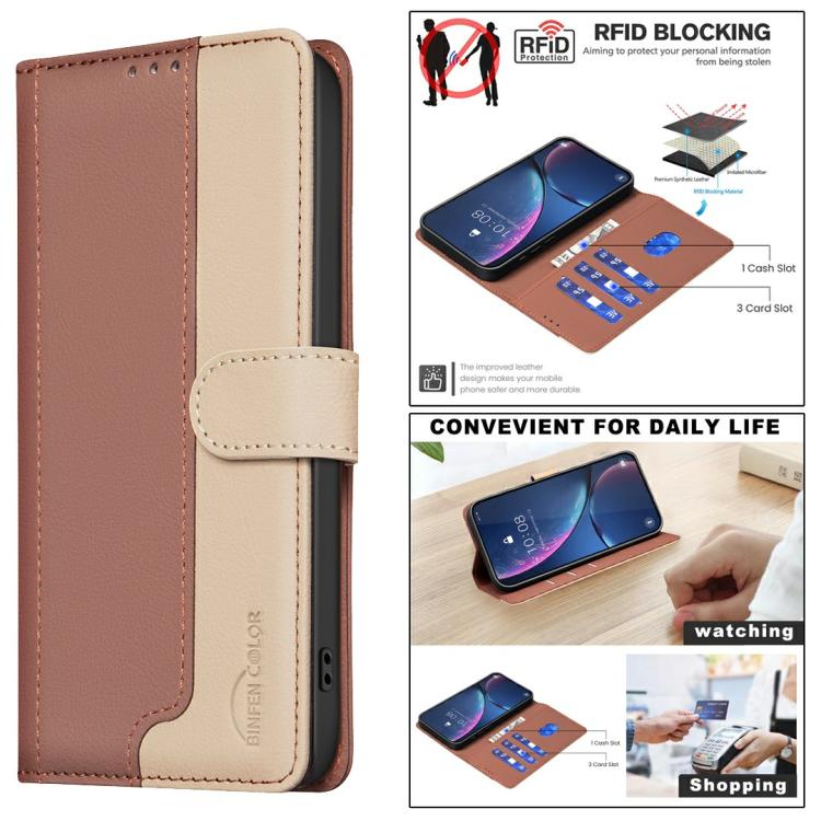 For Motorola Moto G05 Color Matching RFID Anti-theft Leather Phone Case