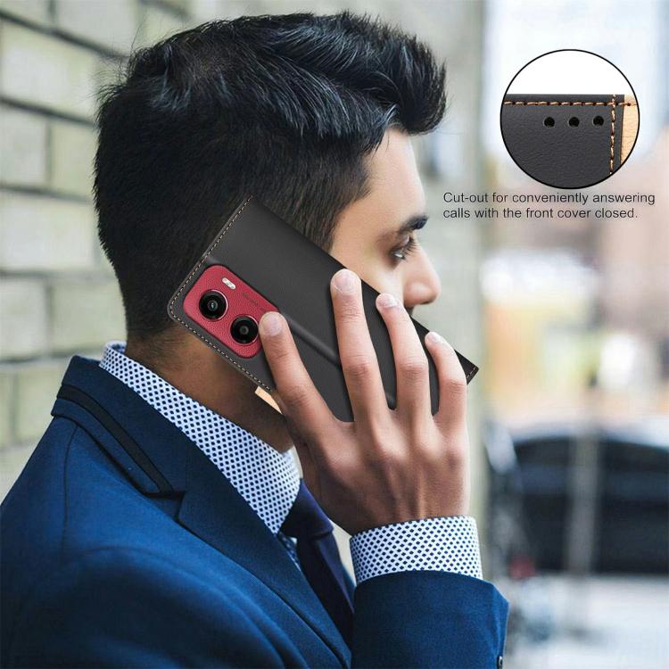 For Motorola Moto G05 Color Matching RFID Anti-theft Leather Phone Case