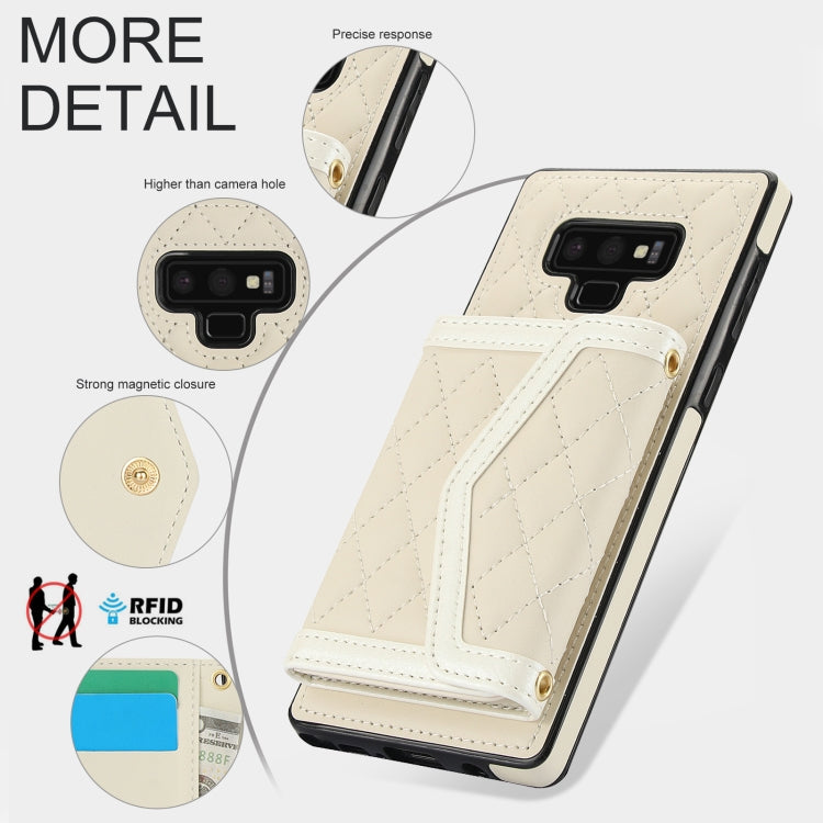 For Samsung Galaxy Note9 Splicing Rhombic Texture Card Bag Phone Case with Long Lanyard