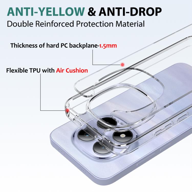For Redmi Note 15 Pro+ 5G Global 163.3mm Scratchproof Acrylic TPU Phone Case - Transparent