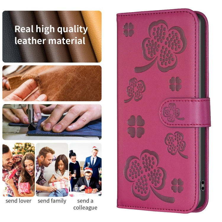 For Samsung Galaxy S24 FE 5G Four-leaf Embossed Leather Phone Case