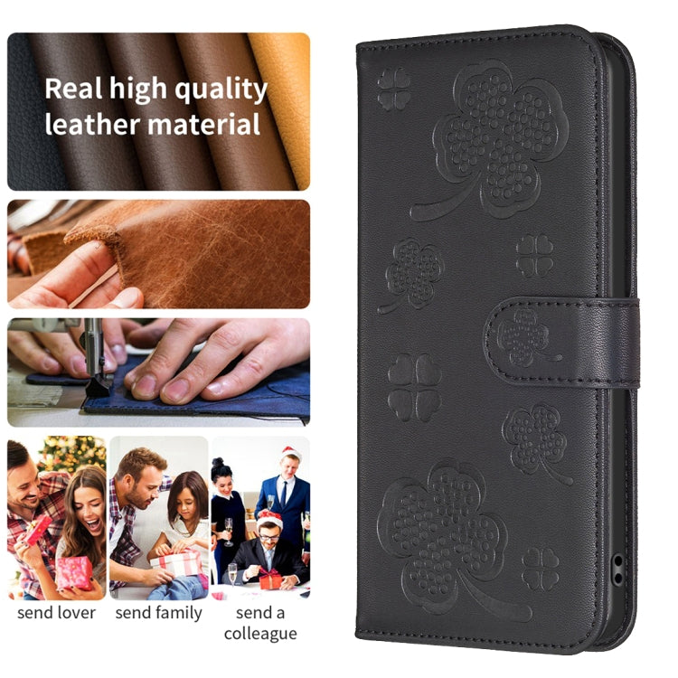 For Samsung Galaxy S24 FE 5G Four-leaf Embossed Leather Phone Case