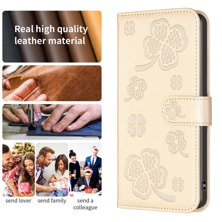 For Samsung Galaxy S24 FE 5G Four-leaf Embossed Leather Phone Case