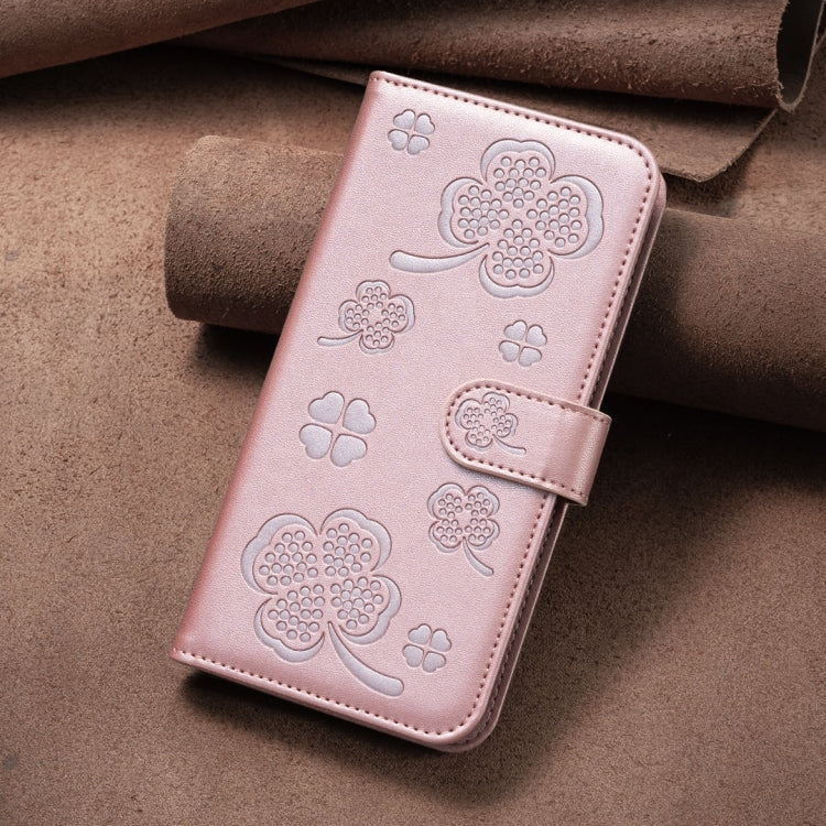 For Samsung Galaxy S24 FE 5G Four-leaf Embossed Leather Phone Case