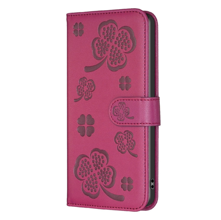 For Samsung Galaxy S25 Ultra 5G Four-leaf Embossed Leather Phone Case