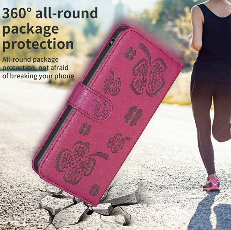 For Samsung Galaxy S25 Ultra 5G Four-leaf Embossed Leather Phone Case
