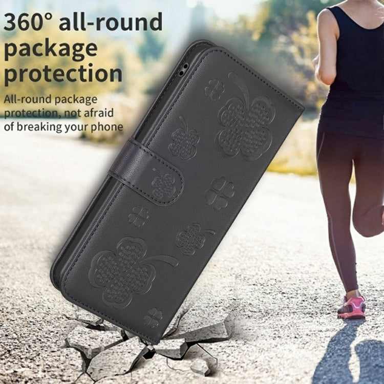 For Samsung Galaxy S25 Ultra 5G Four-leaf Embossed Leather Phone Case