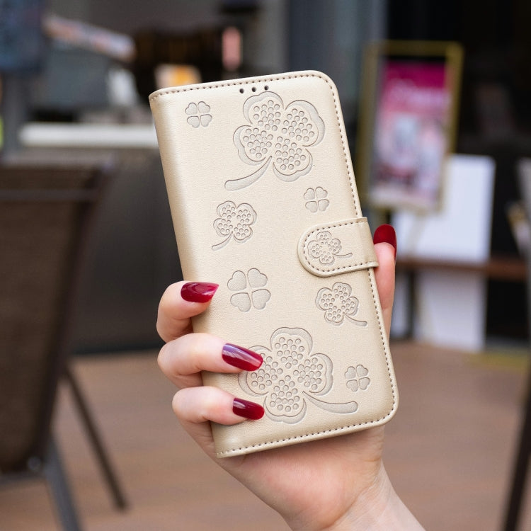 For Samsung Galaxy S25 Ultra 5G Four-leaf Embossed Leather Phone Case