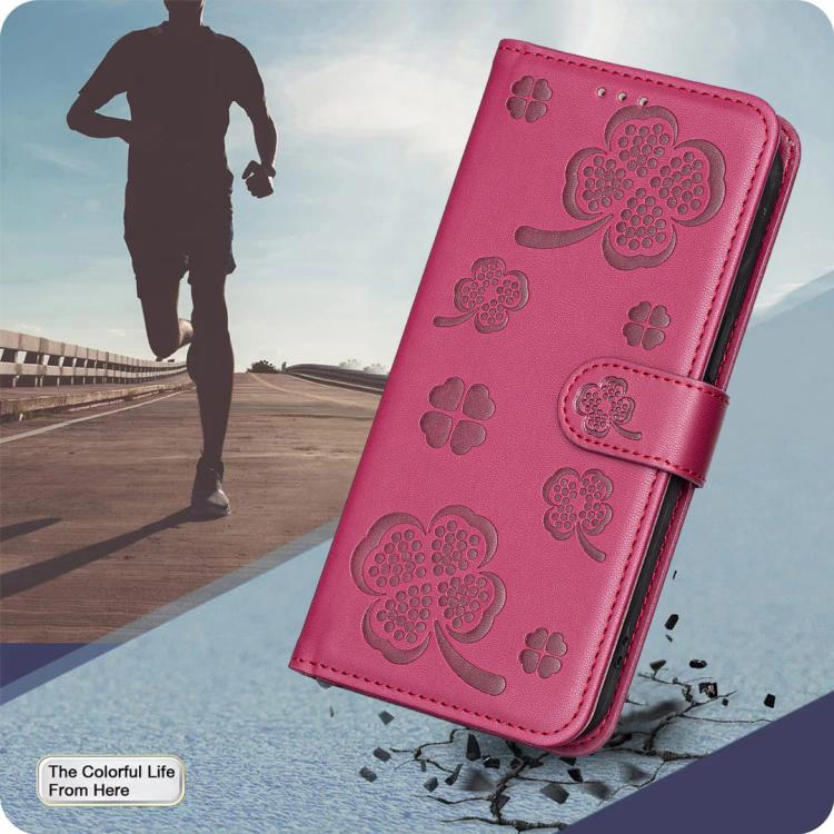 For Samsung Galaxy S25 Edge 5G Four-leaf Embossed Leather Phone Case