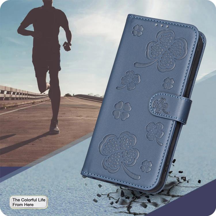 For Samsung Galaxy S25 Edge 5G Four-leaf Embossed Leather Phone Case
