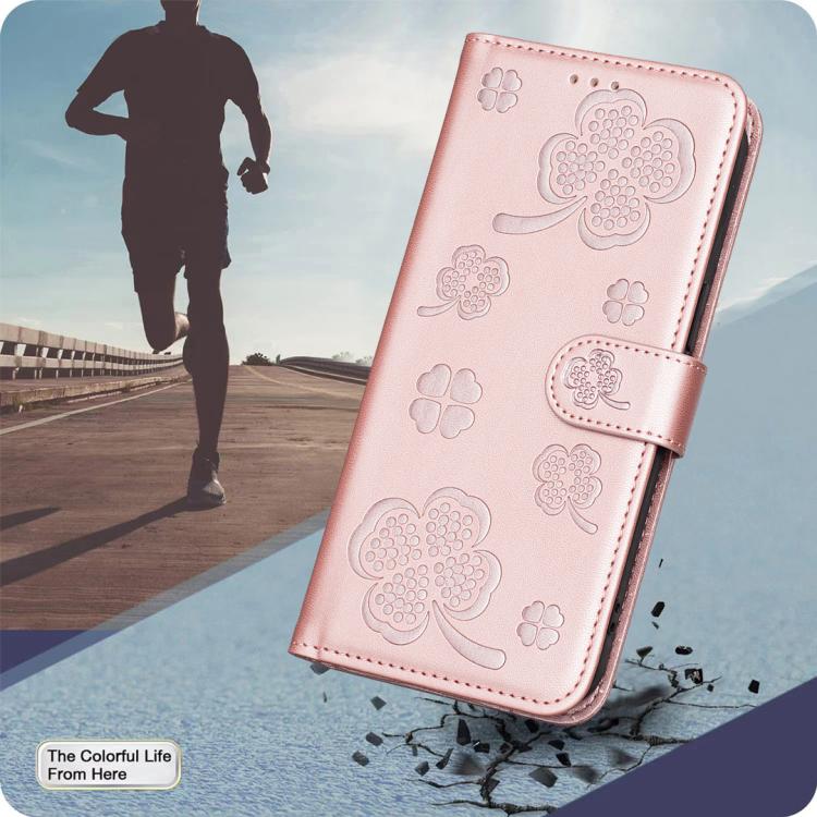For Samsung Galaxy S25 Edge 5G Four-leaf Embossed Leather Phone Case
