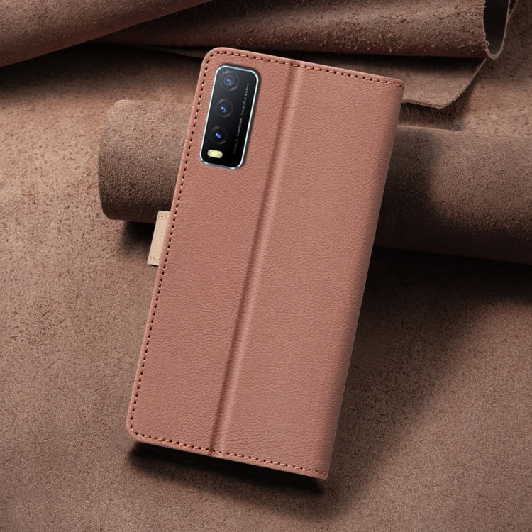 For vivo Y20 Color Matching RFID Anti-theft Leather Phone Case