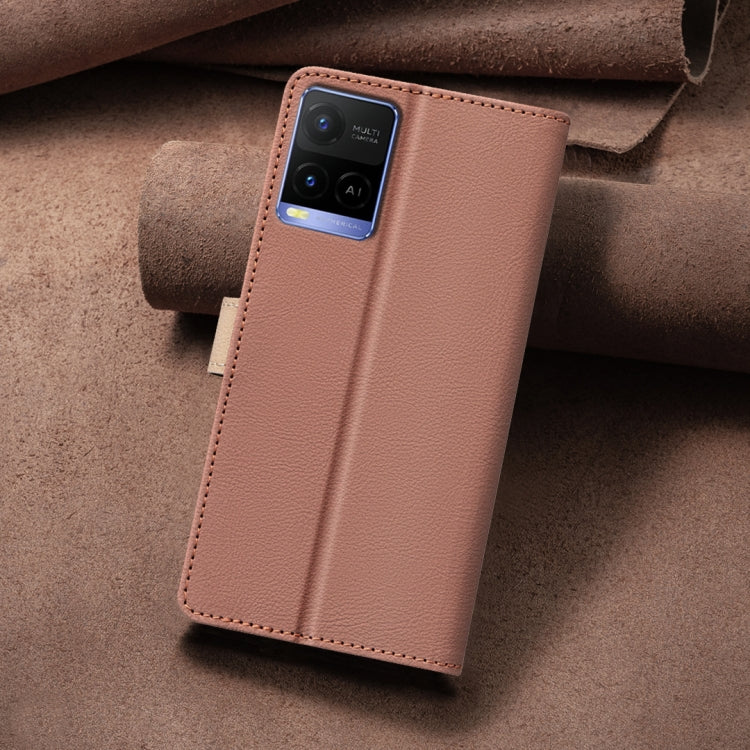 For vivo Y21 / Y21s / Y33s Color Matching RFID Anti-theft Leather Phone Case