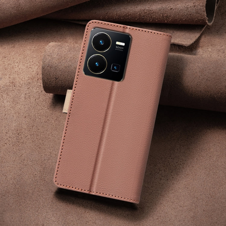 For vivo Y35 4G / Y22s Color Matching RFID Anti-theft Leather Phone Case