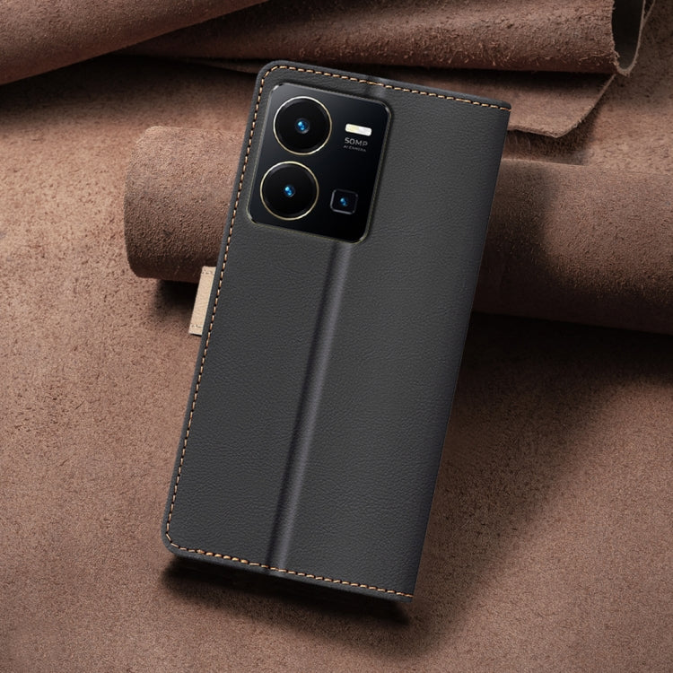 For vivo Y35 4G / Y22s Color Matching RFID Anti-theft Leather Phone Case