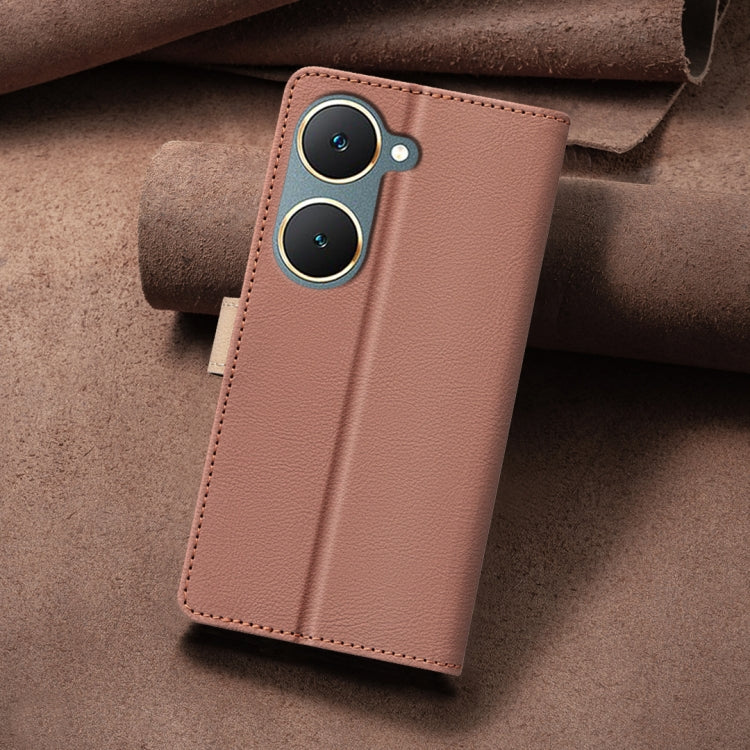 For vivo Y03 4G Color Matching RFID Anti-theft Leather Phone Case