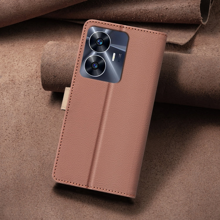 For Realme C55 Color Matching RFID Anti-theft Leather Phone Case