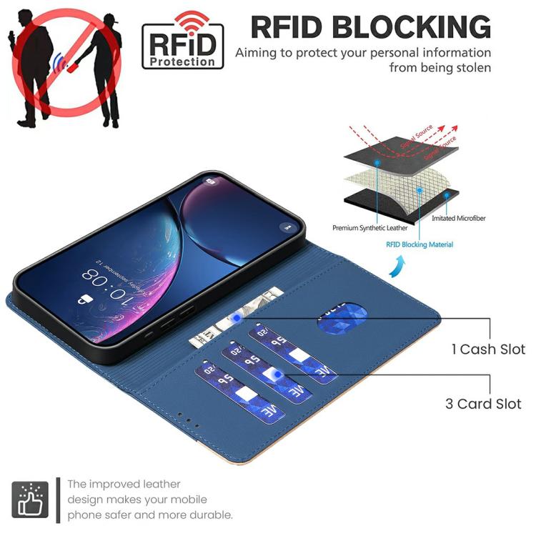 For Realme 14 Pro Color Matching RFID Anti-theft Leather Phone Case