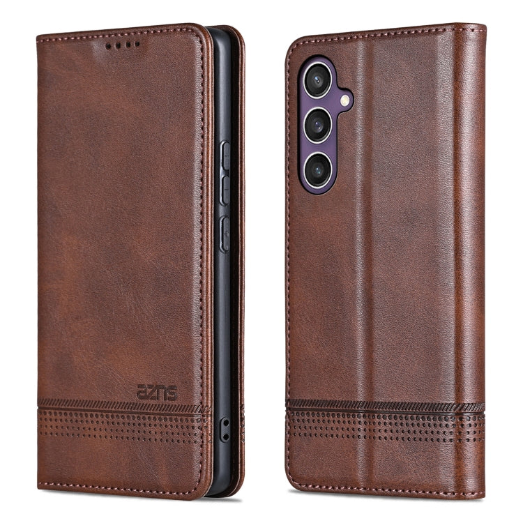For Samsung Galaxy S24 FE 5G AZNS Magnetic Calf Texture Flip Leather Phone Case