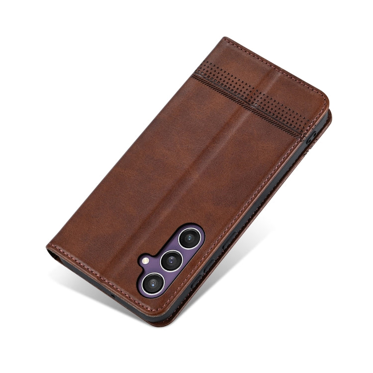 For Samsung Galaxy S24 FE 5G AZNS Magnetic Calf Texture Flip Leather Phone Case