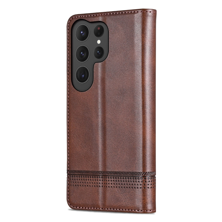 For Samsung Galaxy S25 Ultra 5G AZNS Magnetic Calf Texture Flip Leather Phone Case