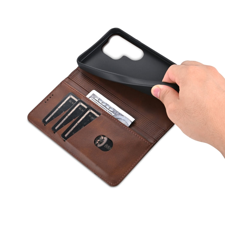 For Samsung Galaxy S25 Ultra 5G AZNS Magnetic Calf Texture Flip Leather Phone Case