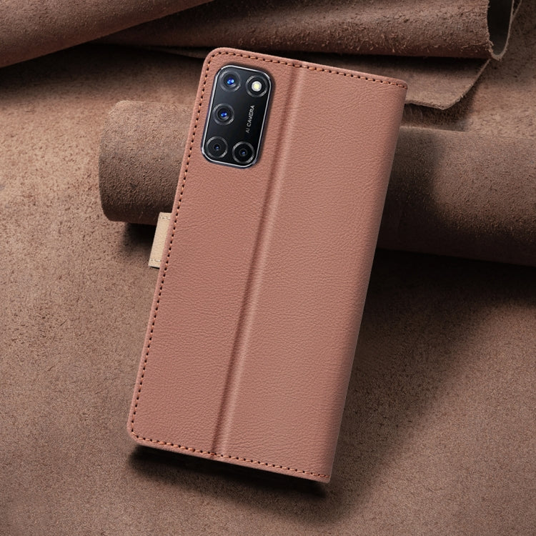 For OPPO A72 / A52 / A92 Color Matching RFID Anti-theft Leather Phone Case