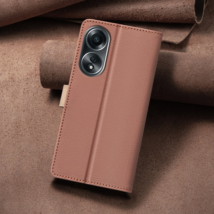 For OPPO A58 4G Color Matching RFID Anti-theft Leather Phone Case