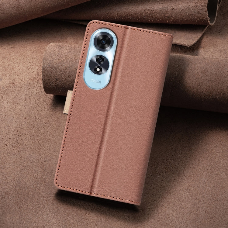 For OPPO A60 4G Color Matching RFID Anti-theft Leather Phone Case