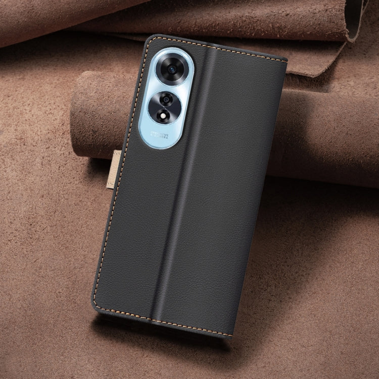 For OPPO A60 4G Color Matching RFID Anti-theft Leather Phone Case