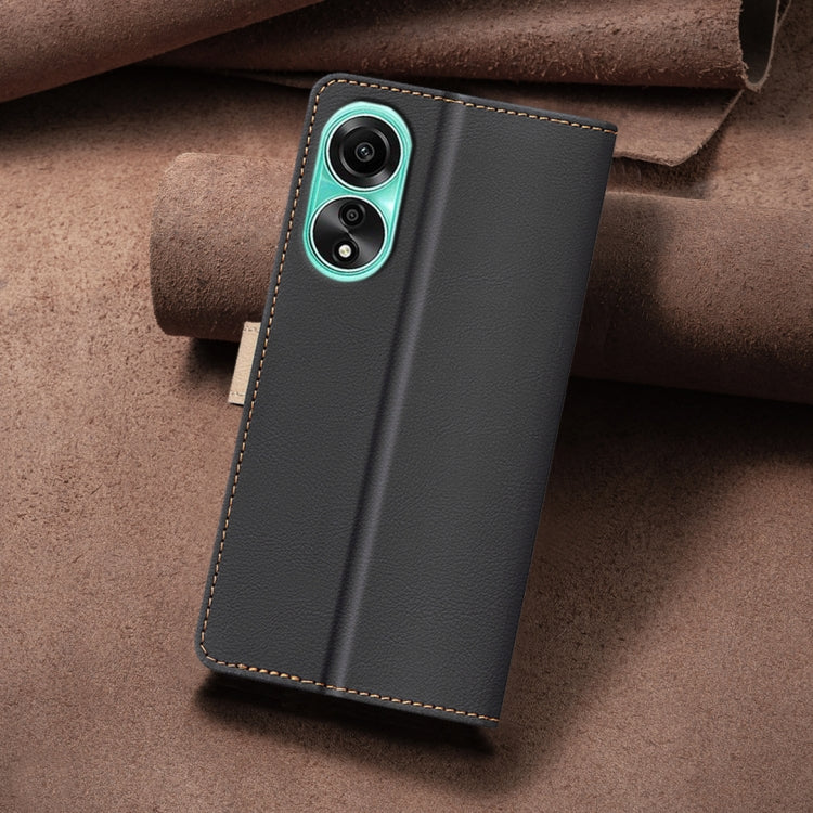 For OPPO A78 4G Color Matching RFID Anti-theft Leather Phone Case