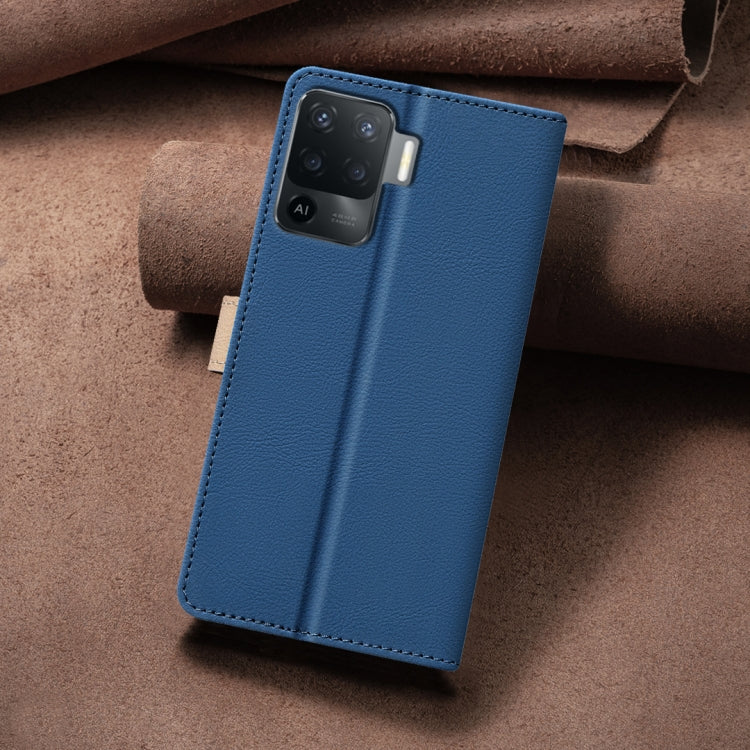 For OPPO A94 4G / Reno5 F / F19 Pro Color Matching RFID Anti-theft Leather Phone Case