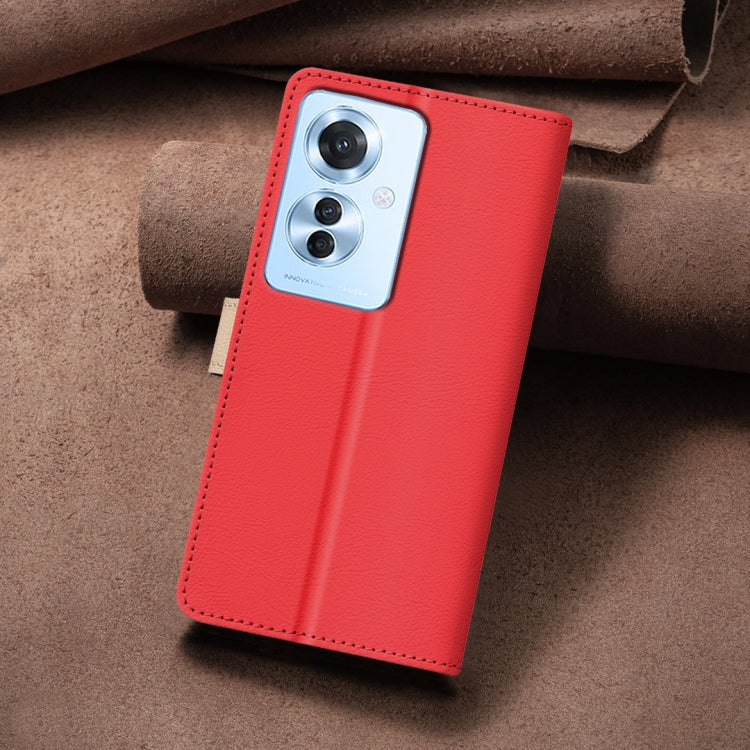 For OPPO Reno11 F 5G Color Matching RFID Anti-theft Leather Phone Case
